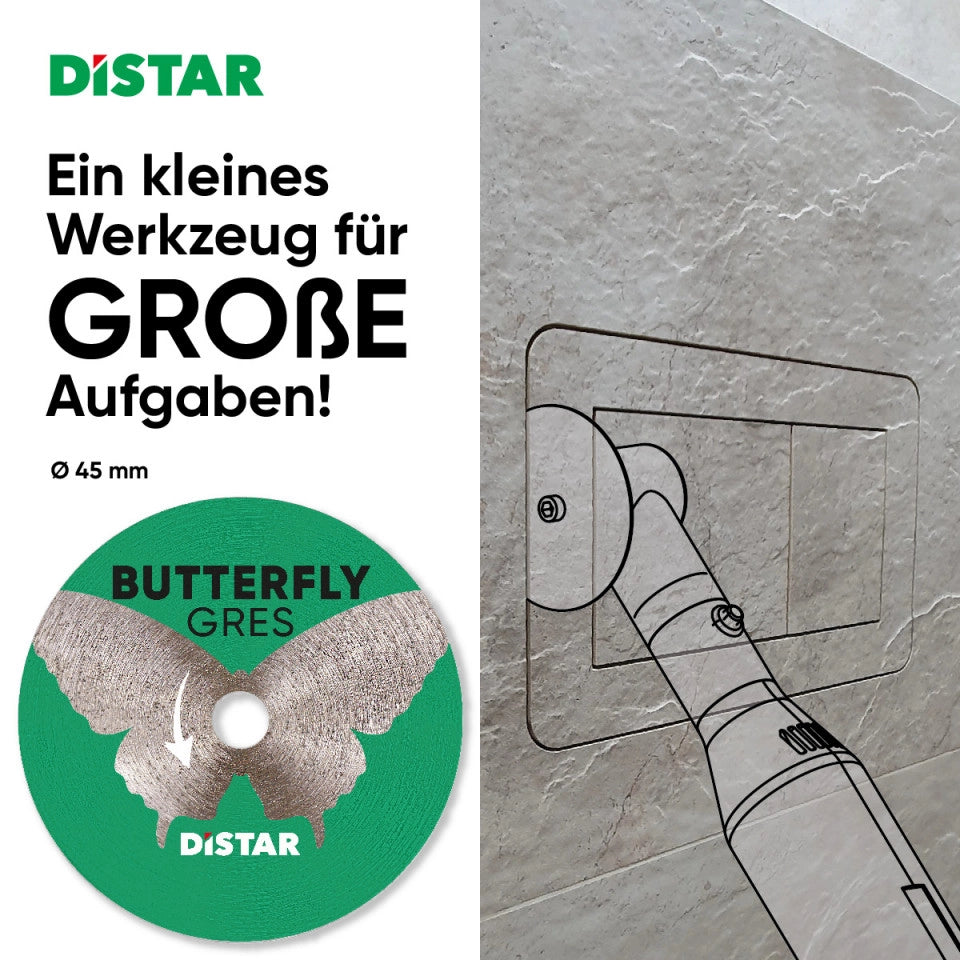 Butterfly Gres 4er-Set DISTAR – 45 mm Diamantscheibe mit & ohne PIN