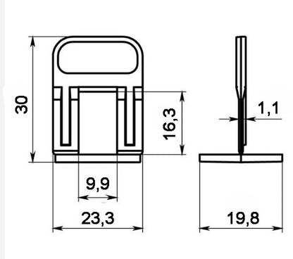 Clips für Fliesennivelliersystem 1 mm (500 Stk.) TnoVa